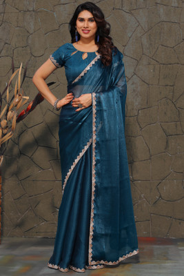 SIDDHESH WARITRADERS Self Design Bollywood Pure Silk Saree(Blue)