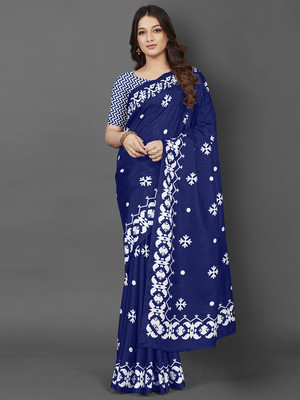 Tasrika Printed Daily Wear Silk Blend Saree(Blue)