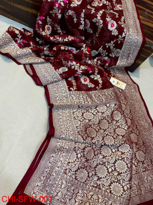 Tahira creation Woven Banarasi Dupion Silk Saree(Brown)