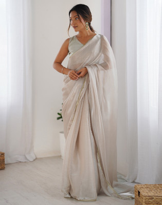 Samah Dyed, Embellished Bollywood Chiffon Saree(Beige)