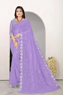 R K ENTERPRISE Embroidered Berhampuri Georgette Saree(Multicolor)