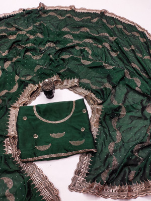 K SALIYA ENTERPRISE Embroidered Bollywood Polyester Saree(Green)
