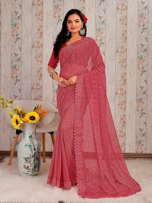 Amavii Embellished Bollywood Lycra Blend Saree(Pink)