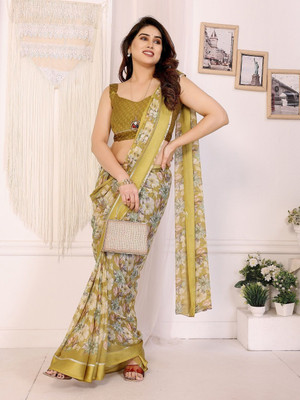 RAJESHWAR FASHION Floral Print, Printed Daily Wear Chiffon Saree(Multicolor)