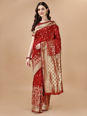 Leelavati Woven, Self Design Kanjivaram Pure Silk, Jacquard Saree(Red)
