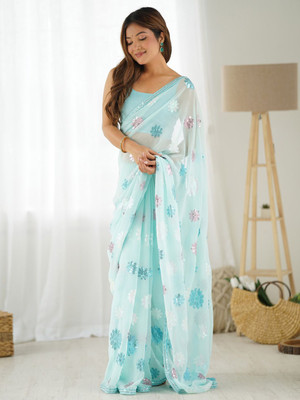 ANOUK Embellished Banarasi Georgette Saree(Blue)