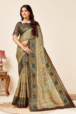 FULIYA SILK Digital Print Madhubani Tussar Silk Saree(Multicolor)