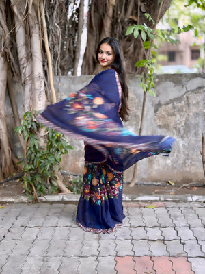 TEN R Self Design, Printed Daily Wear Georgette Saree(Multicolor)