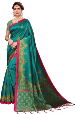 Salooni Printed Mysore Silk Blend Saree(Green)