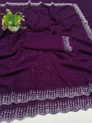 SSHAGUN LIFESTYLE Printed Hand Batik Cotton Silk Saree(Magenta)