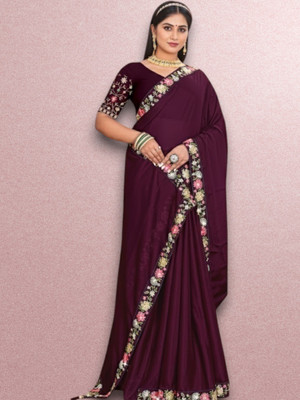 Shree Ambey Self Design Bollywood Georgette Saree(Purple)
