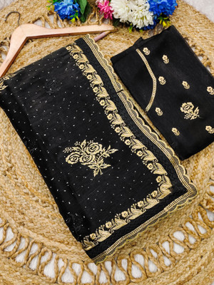 KHRITI FAB Embroidered Bollywood Jimmy choo Saree(Black)