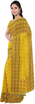 Classy Foriever Printed Daily Wear Georgette Saree(Yellow)