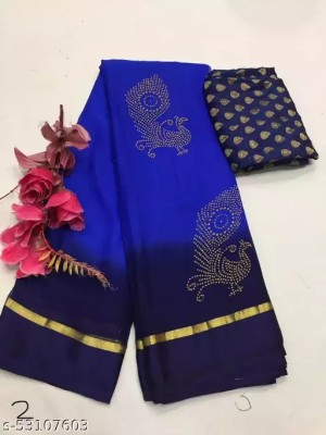 REBOOT FASHIONS Embellished Bollywood Chiffon Saree(Blue)