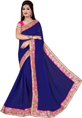 Arpita Fashion Embellished Bollywood Georgette Saree(Dark Blue)