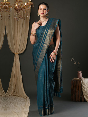 Sareemall Woven Banarasi Viscose Rayon Saree(Blue)