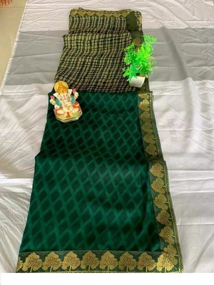 RAJESHWAR FASHION Checkered, Printed Daily Wear Georgette Saree(Dark Green)