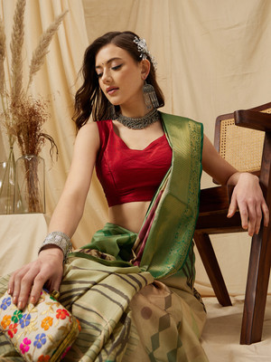 Tasrika Digital Print Banarasi Tussar Silk Saree(Multicolor)