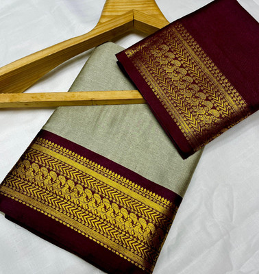 Fashion Club Collection Woven Bollywood Cotton Silk Saree(Maroon, Beige)