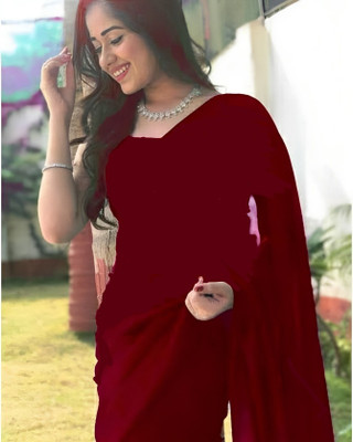 sareya veela Self Design Daily Wear Georgette Saree(Maroon)