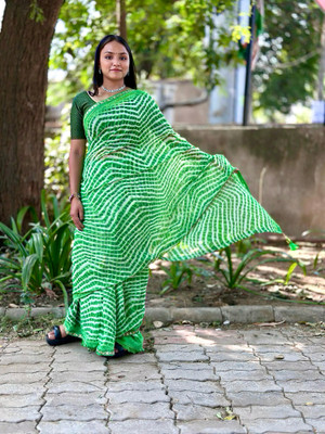 AAI LAXMI CREATION Printed Leheria Georgette Saree(Green)