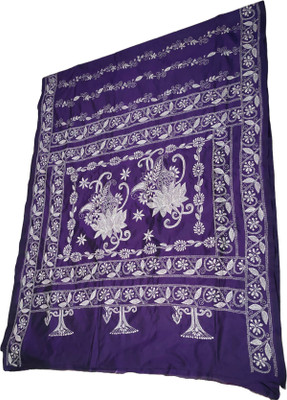 Drapify Embroidered, Self Design Kantha Silk Blend Saree(Purple)