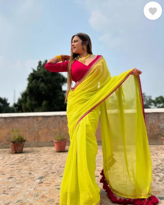 LEGANCY FASHION Embroidered Bollywood Georgette Saree(Yellow)