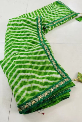 S.R.TEXTILES Striped Bollywood Georgette Saree(Green)