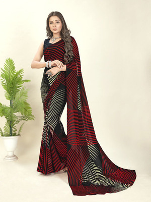 Moda Rapido Printed Daily Wear Georgette Saree(Red)
