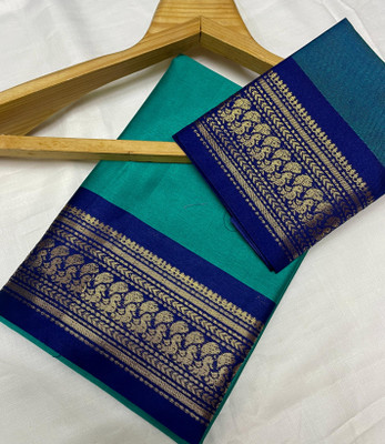 Fashion Club Collection Woven Bollywood Cotton Silk Saree(Blue)