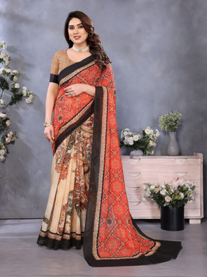 Soor Panchi Printed Bollywood Cotton Linen Saree(Multicolor)