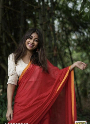 RM CREATION Self Design Handloom Handloom Pure Cotton Saree(Red)