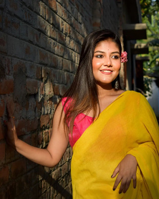 JiproStore Printed Bollywood Georgette Saree(Mustard)