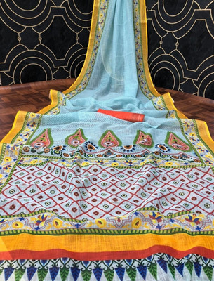 Arpita Fashion Digital Print, Floral Print Bollywood Linen Saree(Multicolor)