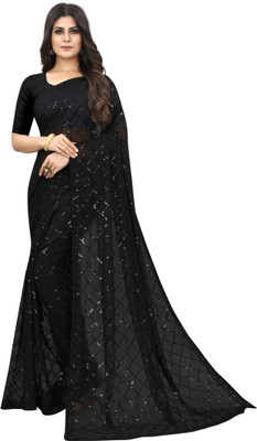Julee Embellished Bollywood Georgette Saree(Black)