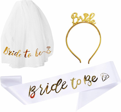 specialyou.in Bachelorette Party, Bridal Shower, Bride to Be Props Sash, Bridal Veil, Headband