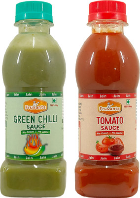 Fruvanta Jain Sauce Without Onion/garlic Tomato sauce and Green Chilli Sauce (200gm x 2) Sauces & Ketchup(2 x 200 g)