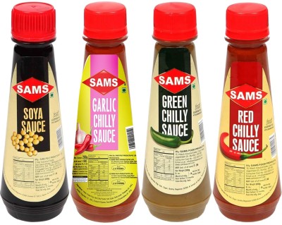 sams 200gm Red Chilly, Green Chilly, Garlic, Soya Bean Sauce Combo Meal Sauces Sauces(4 x 100 g)