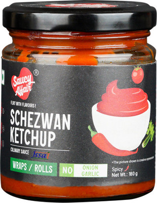Saucy Affair Schezwan No Onion No Garlic Sauce | No Onion No Garlic Pizza Pasta Sauce Sauce(180 g)