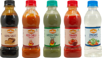 Fruvanta Soya Sauce, Green Chilli Sauce,Red Chilli Sauce,Tomato Sauce ,Vinegar(200g x5) Sauces & Ketchup(5 x 200 g)