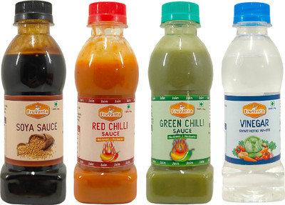 Fruvanta Jain Combo Without Onion/garlic Soya,Green Chilli,Red Chilli,vinegar(200g x 4) Sauces & Ketchup(4 x 200 g)
