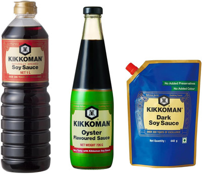Kikkoman Soy Sauce 1 Ltr + Oyster 726g + Dark Soy Sauce440 g Sauce(3 x 0.72 L)