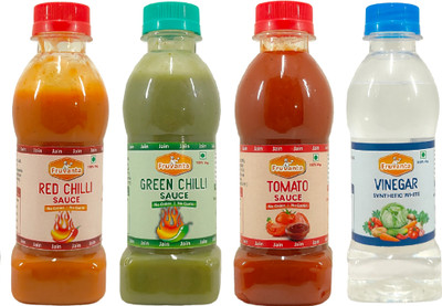 Fruvanta Jain Sauce Combo with no Onion Tomato,Green Chilli,Red Chilli,Vinegar (200g x4) Sauces & Ketchup(4 x 200 g)