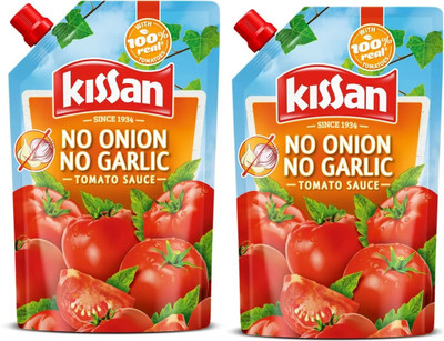 Kissan No-Onion No-Garlic Tomato Sauce WITH REAL TOMATOES Sauces & Ketchup(2 x 414.5 g)