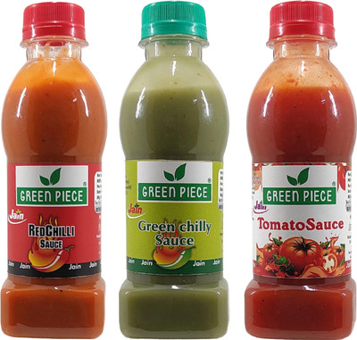 GREEN PIECE Jain Sauce Combo Without Onion/garlic Tomato,Green Chilli,Red Chilli.(200gm x 3) Sauces & Ketchup(2 x 300 g)