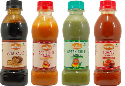 Fruvanta Jain Combo Without Onion/garlic Soya,Green Chilli,Red Chilli,Tomato(200g x 4) Sauces & Ketchup(4 x 200 g)
