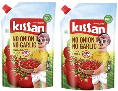 Kissan FRESH NO ONION NO GARLIC MADE FROM REAL TOMATOES Sauces & Ketchup(2 x 416 g)
