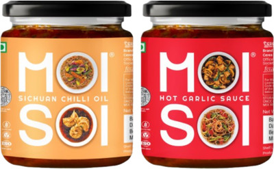 MOI SOI Sichuan Chilli Oil & Hot Garlic Sauce (Combo of 2) (Cook | Spread | Dip) (Vegan) Sauce & Dip(2 x 175 g)