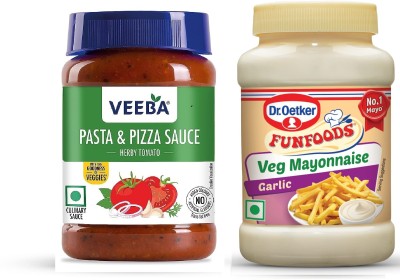 VEEBA pasta n pizza sauce & Veg Mayonnaise Garlic Sauce & Dip(2 x 250 g)