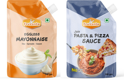Fruvanta Jain Combo Pizza Pasta Sauce and Eggless Mayonnaise.(200gm x 2(Pack of 2) Sauce & Dip(2 x 100 g)